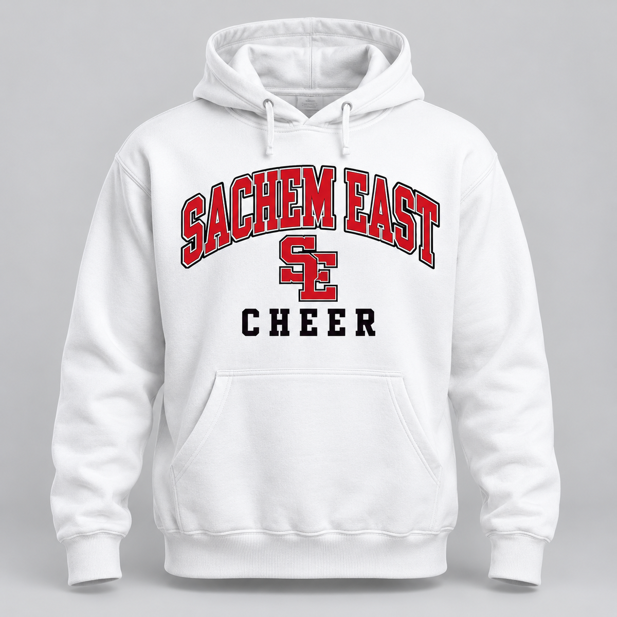 Sachem East Cheer Varsity Arch Pullover Hoodie product mockup