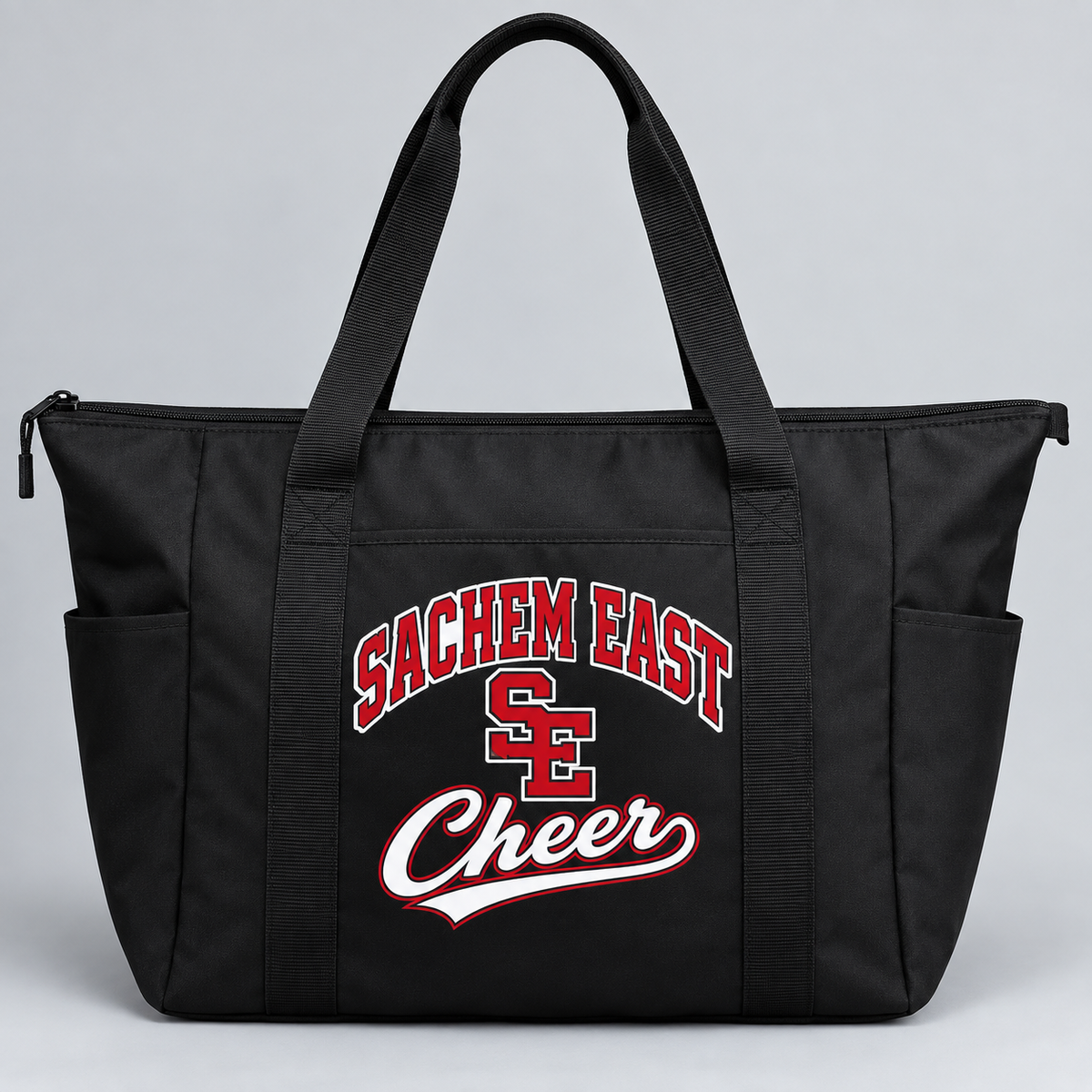Sachem East Cheer Varsity Zippered Tote product mockup