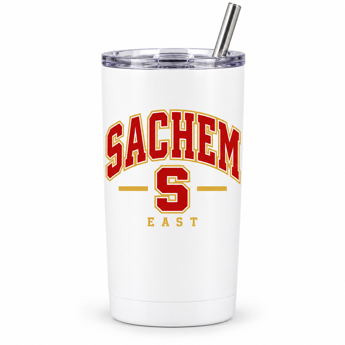Sachem East Heritage S Tumbler in White with collegiate lettering