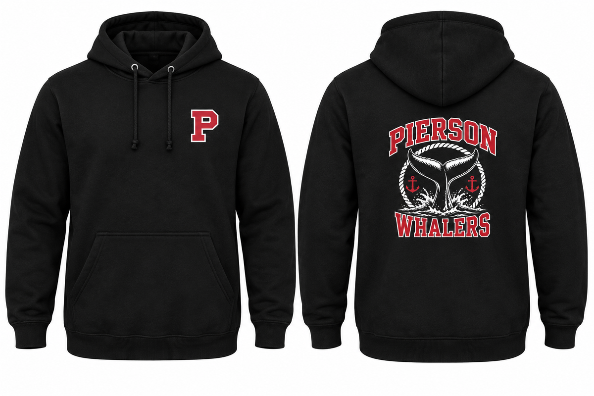 PIERSON WHALERS black hoodie front and back