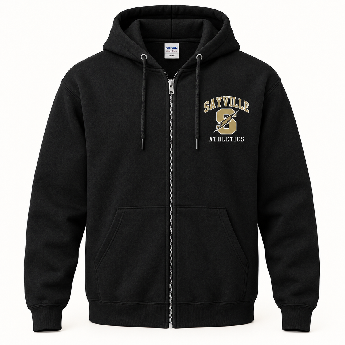 Sayville Lightning S adult full zip in Black, General Spirit artwork