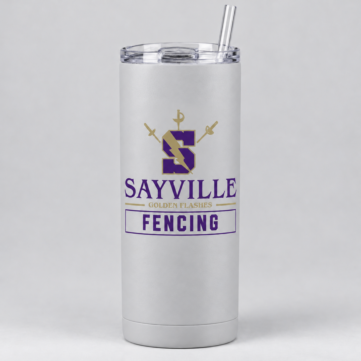 Gray Sayville Fencing 20 oz Skinny Tumbler