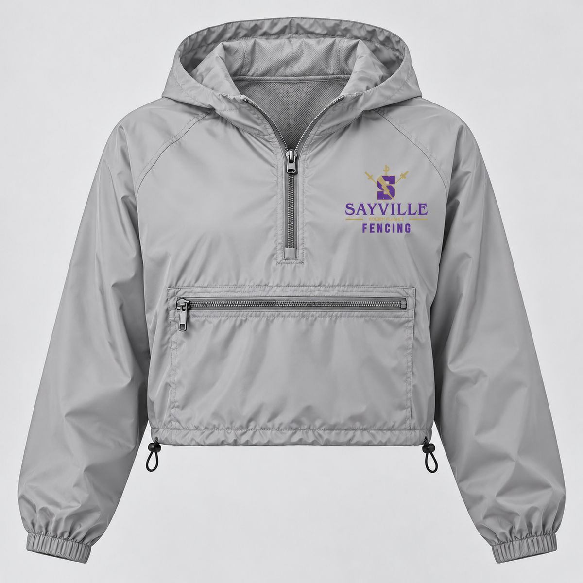 Gray Sayville Fencing Cropped Windbreaker