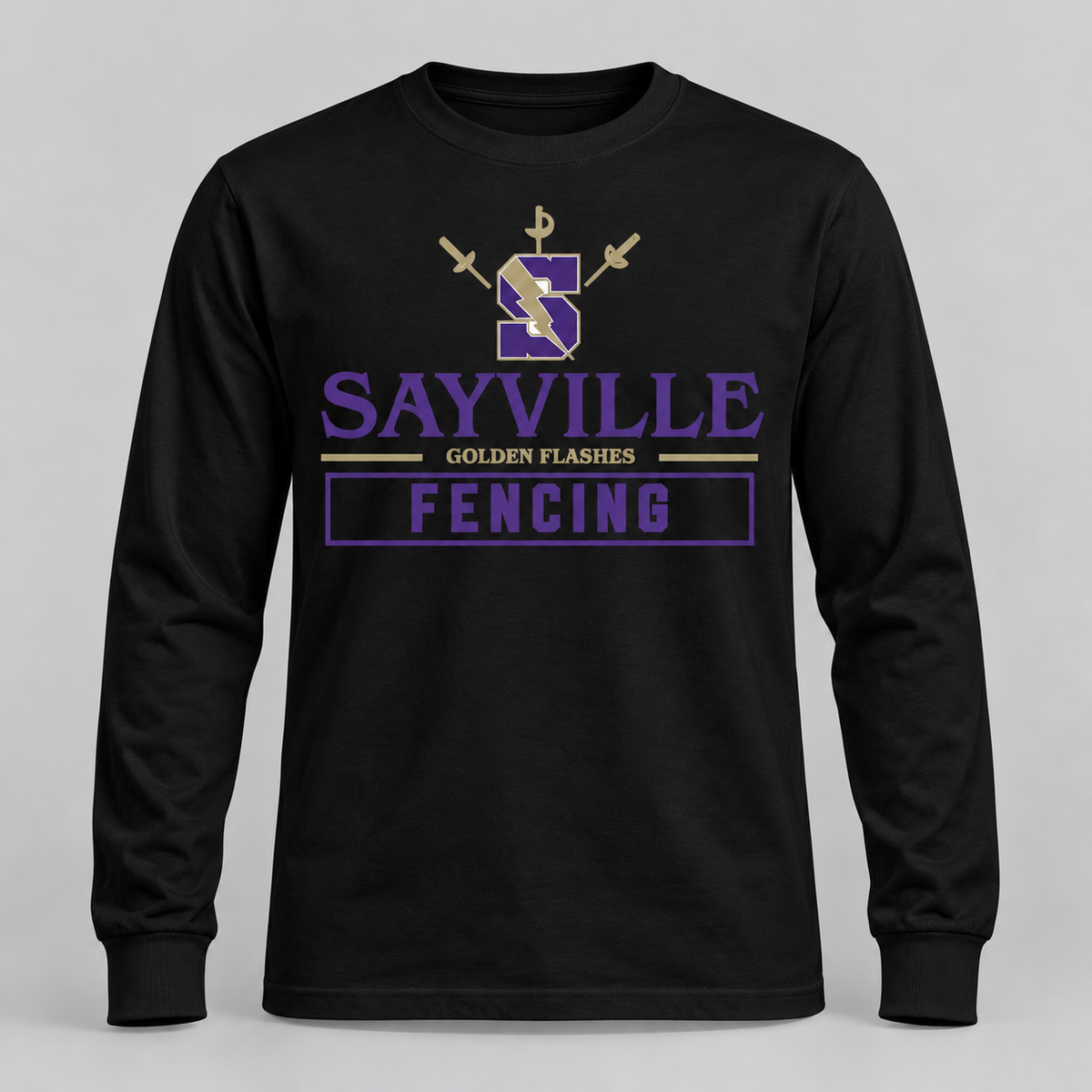 Black Sayville Fencing Long Sleeve T-Shirt