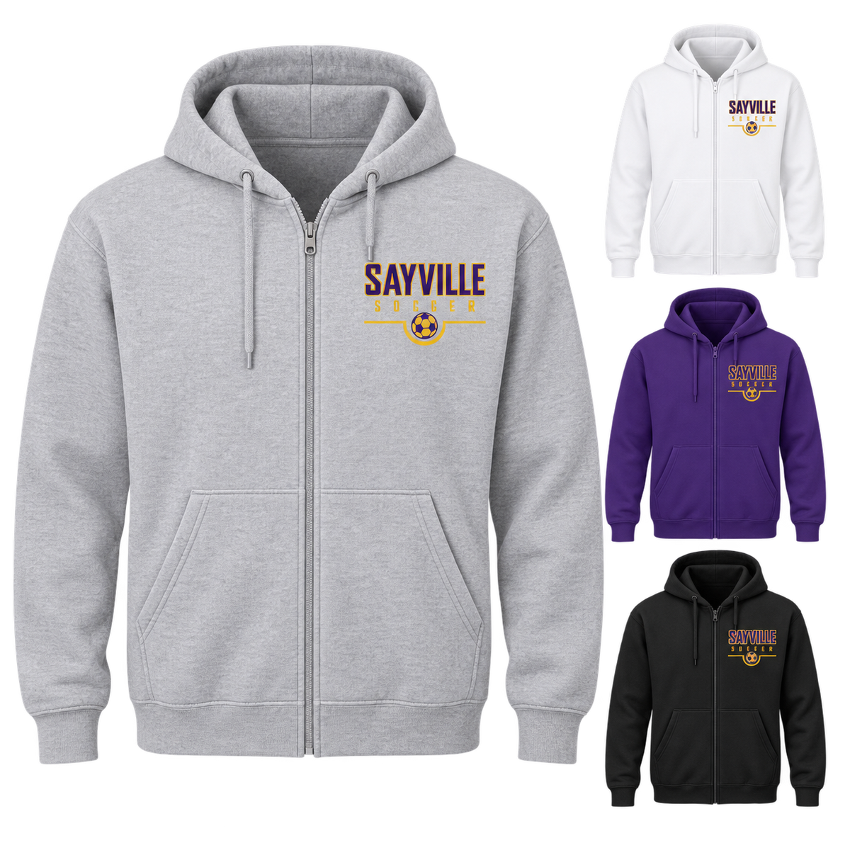 Sayville Soccer Sideline Full-Zip Hoodie — available color views
