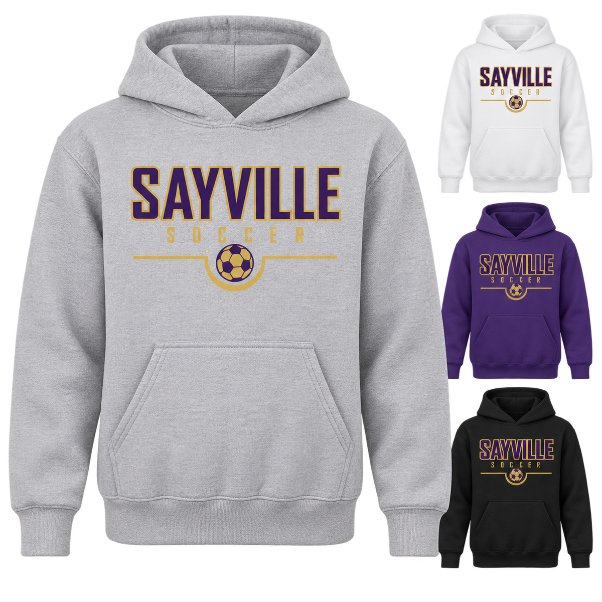 Sayville Soccer Youth Signature Pullover Hoodie — available color views