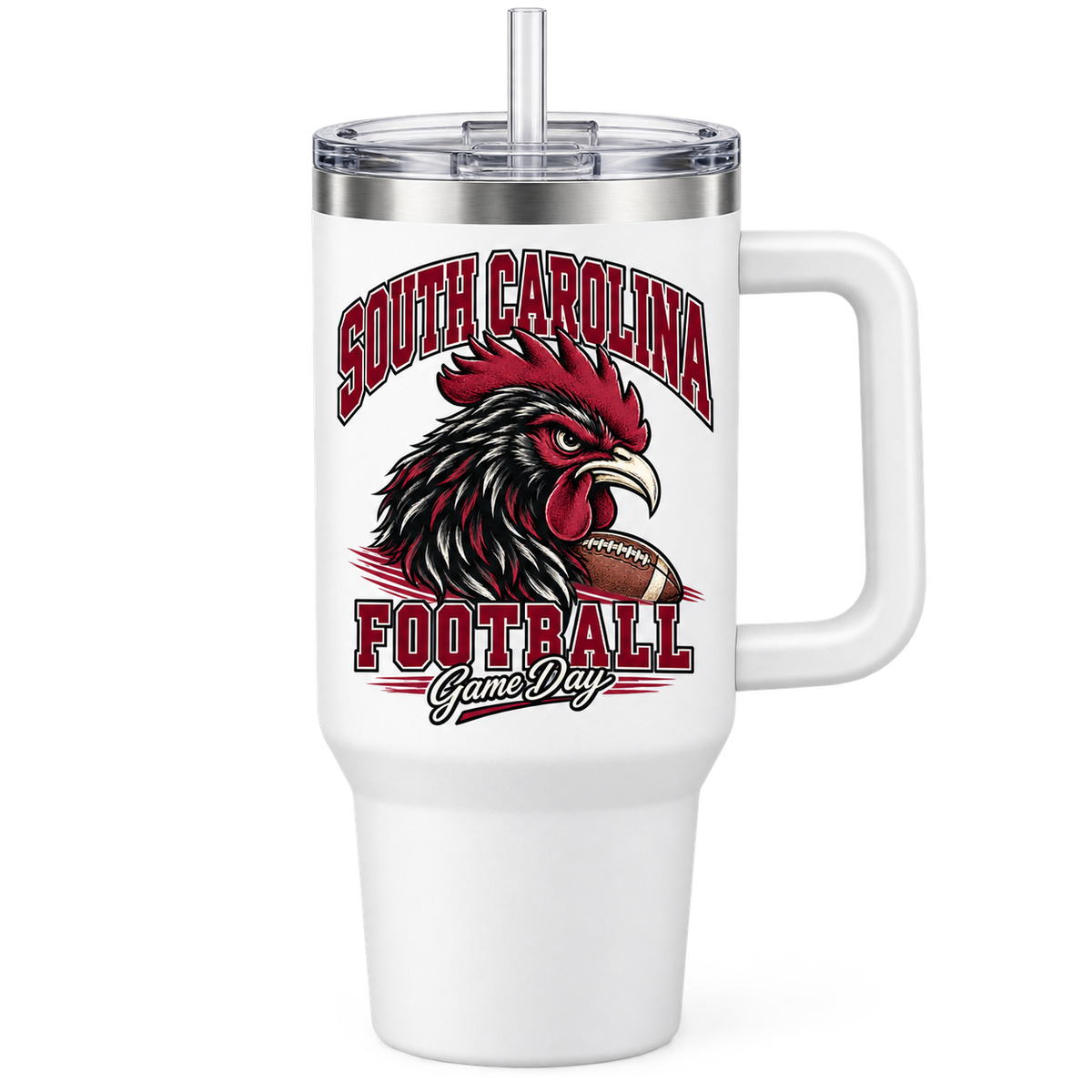South Carolina Mascot Handled Tumbler — White