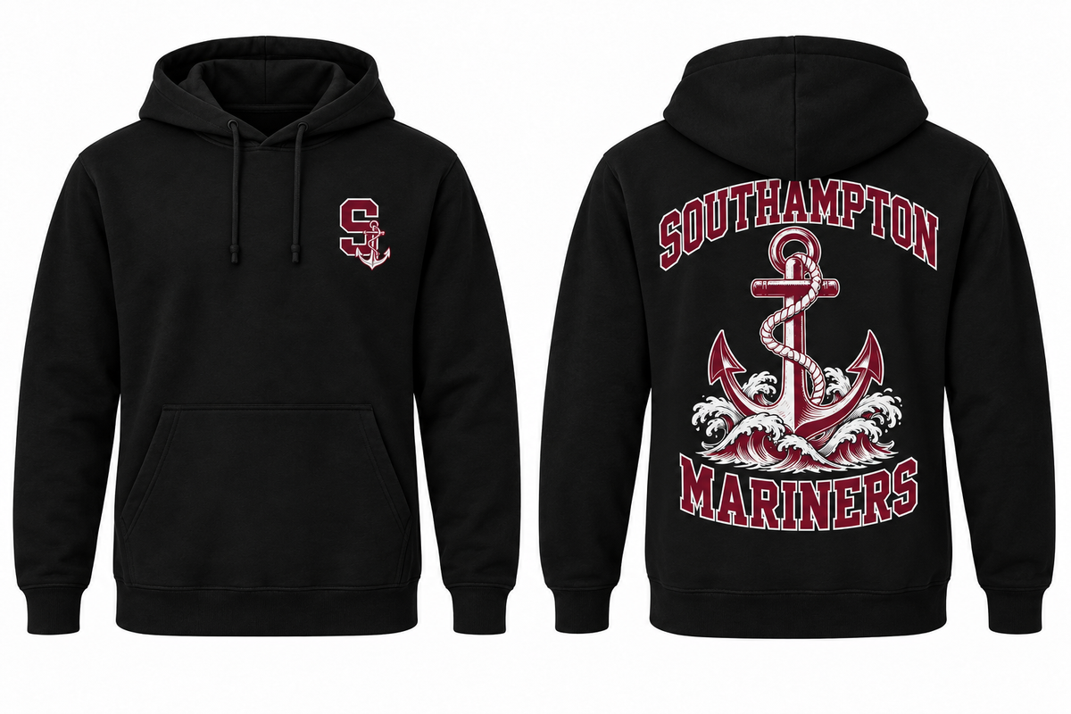 Southampton Mariners black Hoodie front and back concept