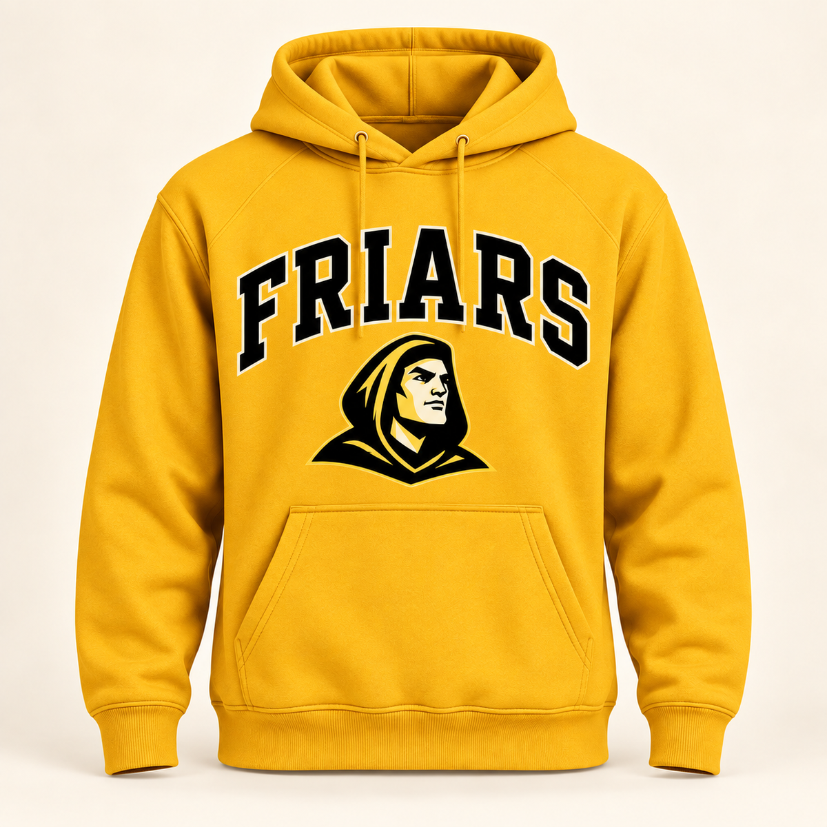 St. Anthony's Collegiate Friars Pullover Hoodie in Gold — front view, independent Friars fan gear by 47 Swag Co