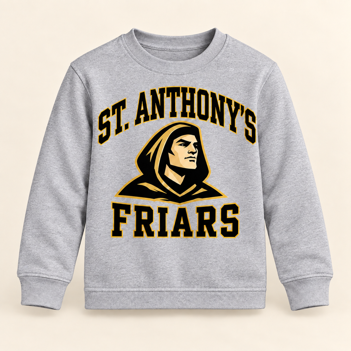 St. Anthony's Youth Varsity Friar Long-Sleeve Shirt in Sport Gray — front view, independent Friars fan gear by 47 Swag Co