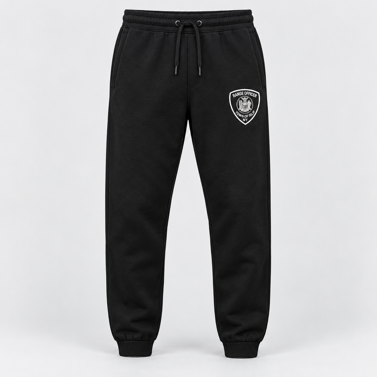 Town of Islip Range Officer Pocket Sweatpants - Black shield design