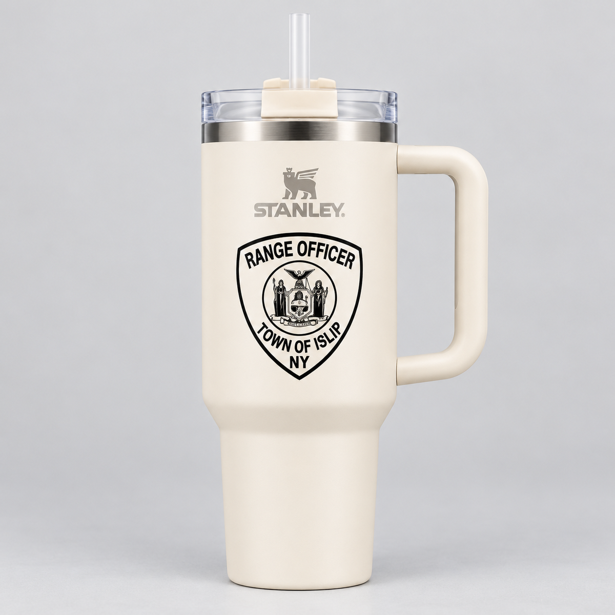 Town of Islip Range Officer Stanley Quencher H2.0 40 oz Shield Tumbler - Cream 2.0 shield design