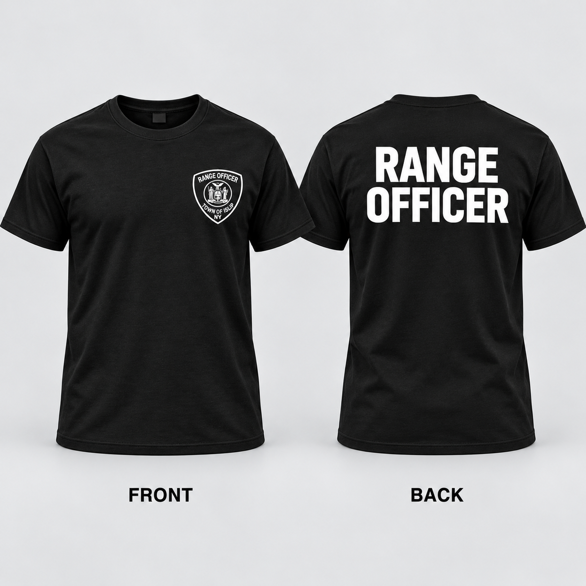 Town of Islip Range Officer T-Shirt - Black — front and back