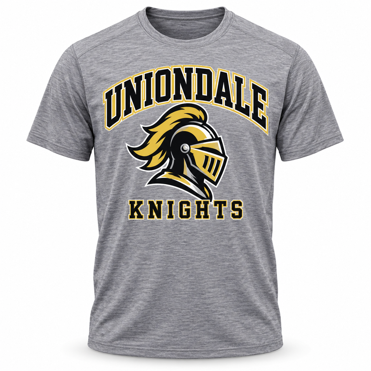 Uniondale Knights Mascot Crest Performance Tee in Heather Gray