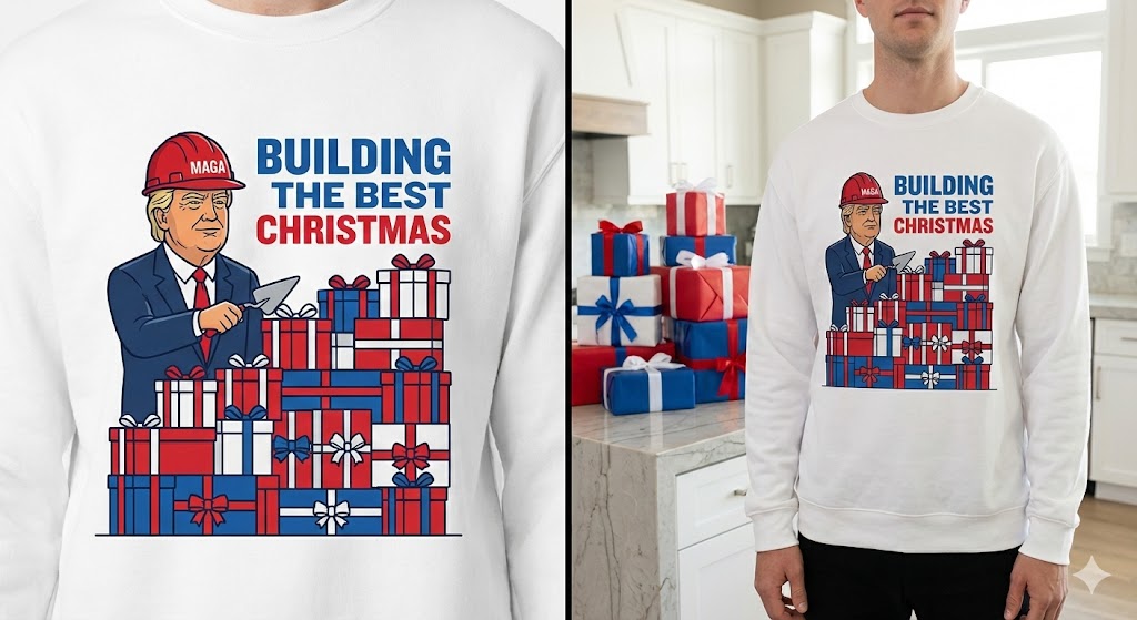 The "Building the Best Christmas" Crewneck | Trump Wall of Gifts Sweatshirt