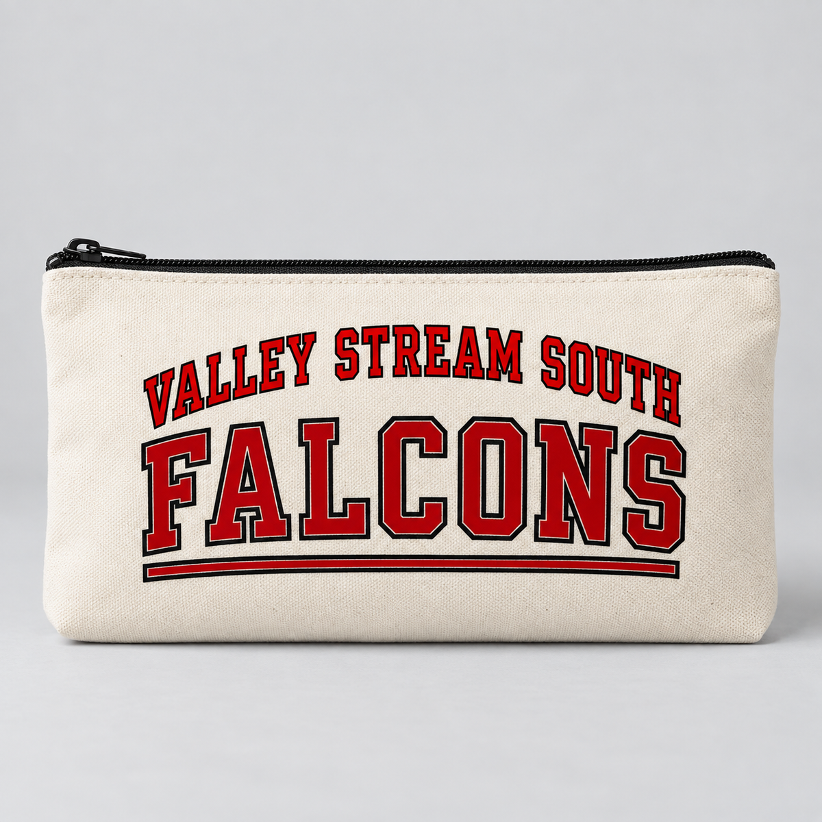 Valley Stream South Campus Zipper Pencil Pouch, Natural, digital mockup
