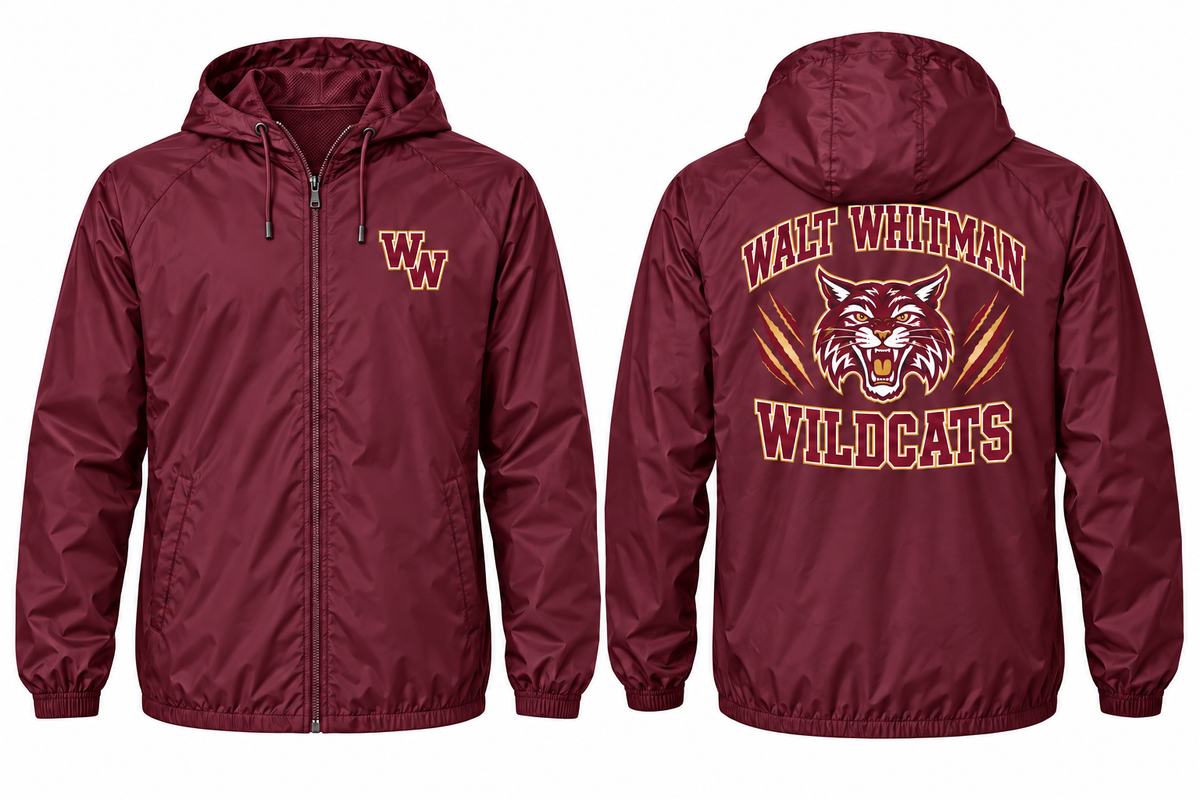 Walt Whitman Varsity Windbreaker in Maroon