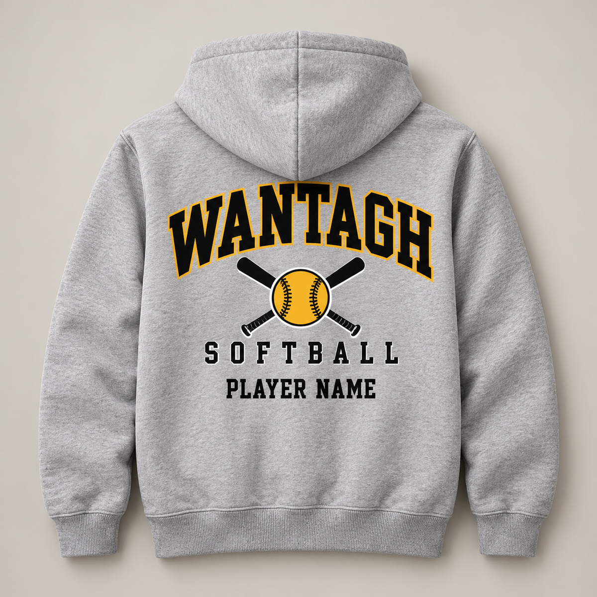 Heather Gray hoodie back - optional player name example
