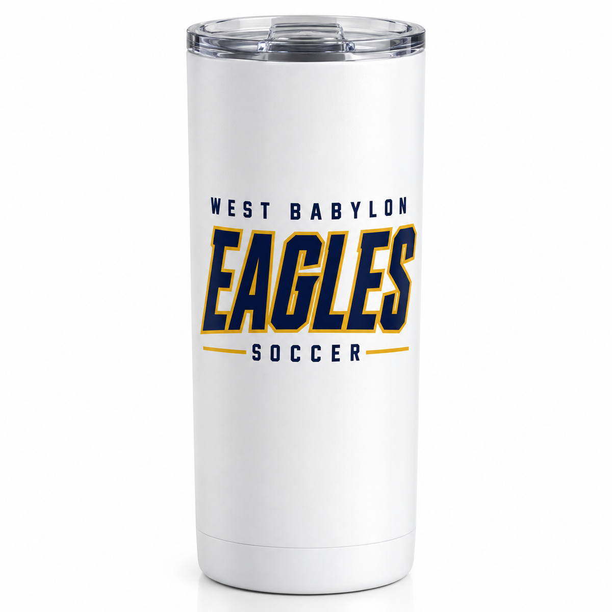 West Babylon Eagles Soccer Athletic Block 20 oz Personalized Tumbler in White