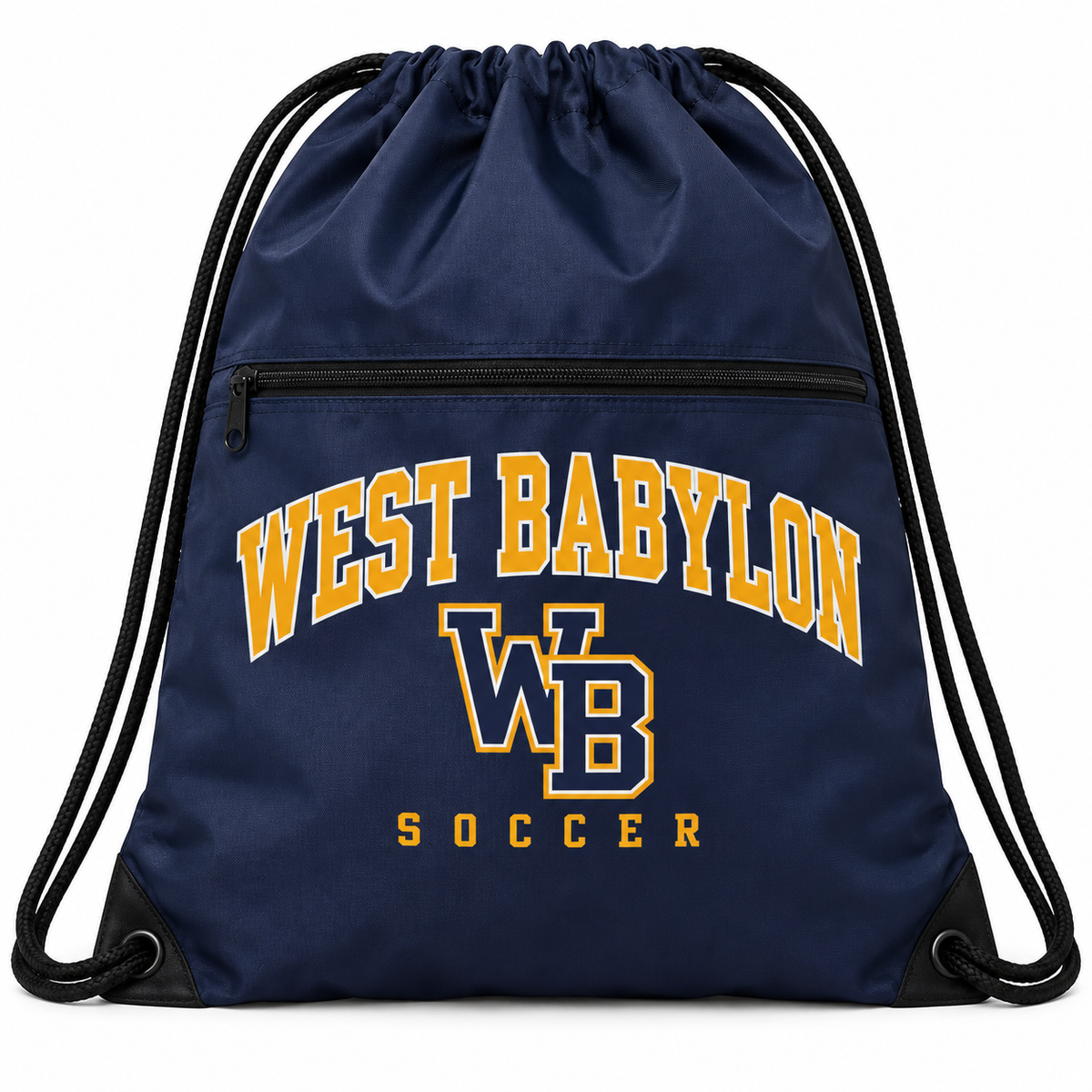 West Babylon Eagles Soccer Heritage Varsity Zip Drawstring Sport Bag in Navy