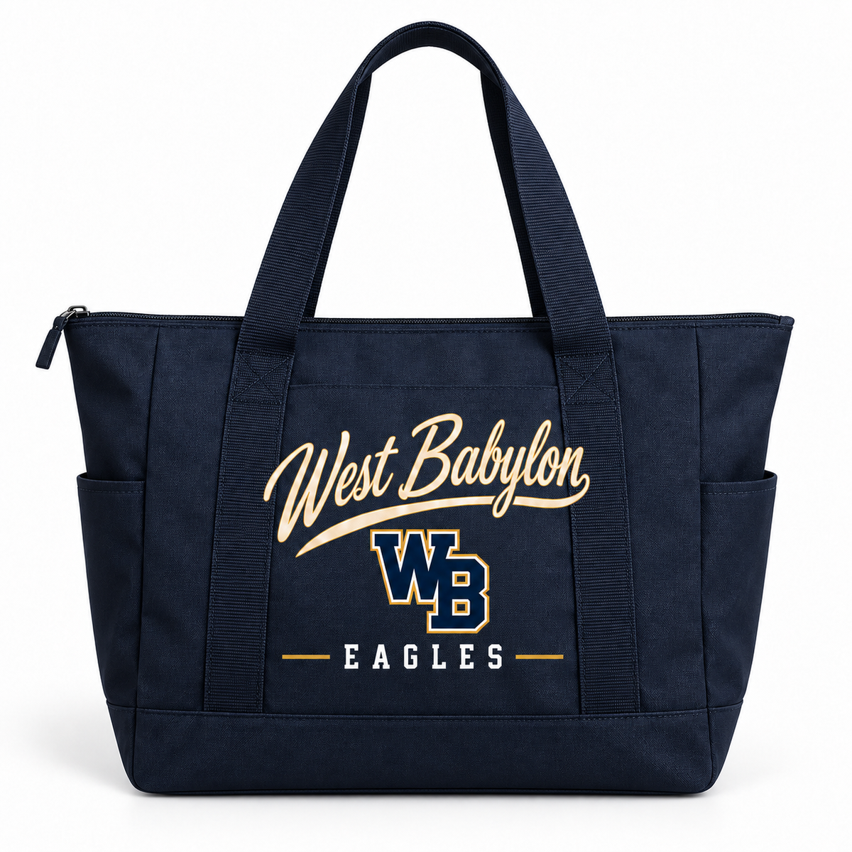West Babylon Eagles navy structured zip tote
