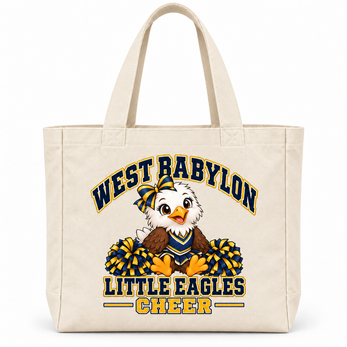 West Babylon Little Eagles Cheer natural everyday canvas tote