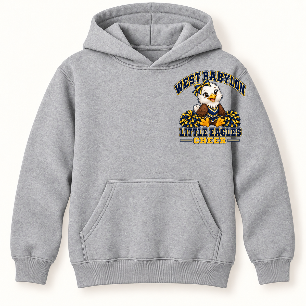 West Babylon Little Eagles youth cheer hoodie in Athletic Heather