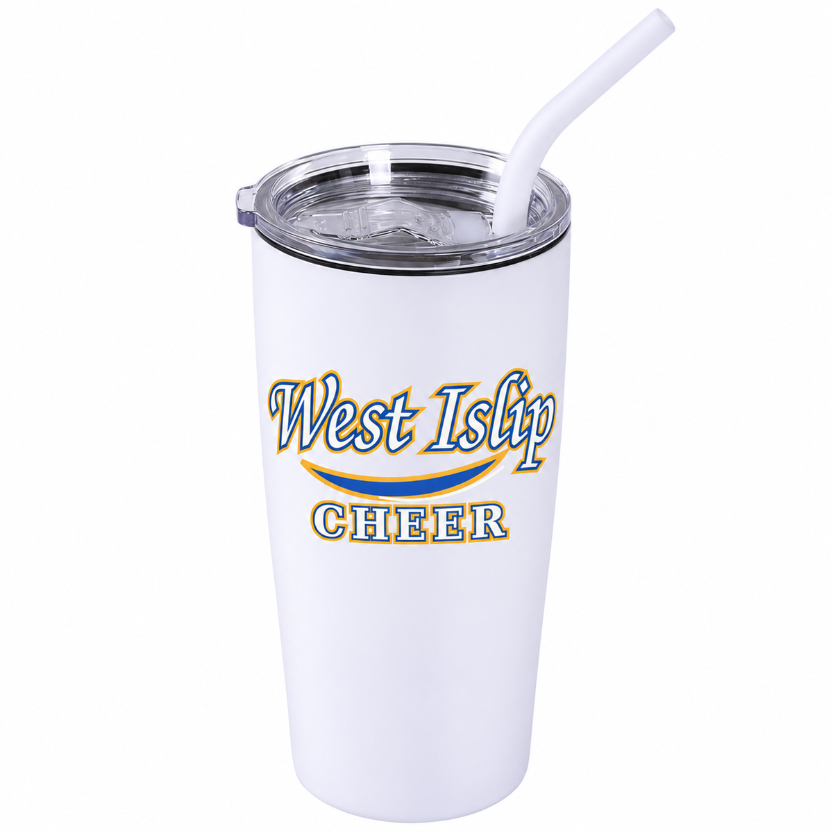 West Islip Lions Cheer varsity script 20 oz classic tumbler in White
