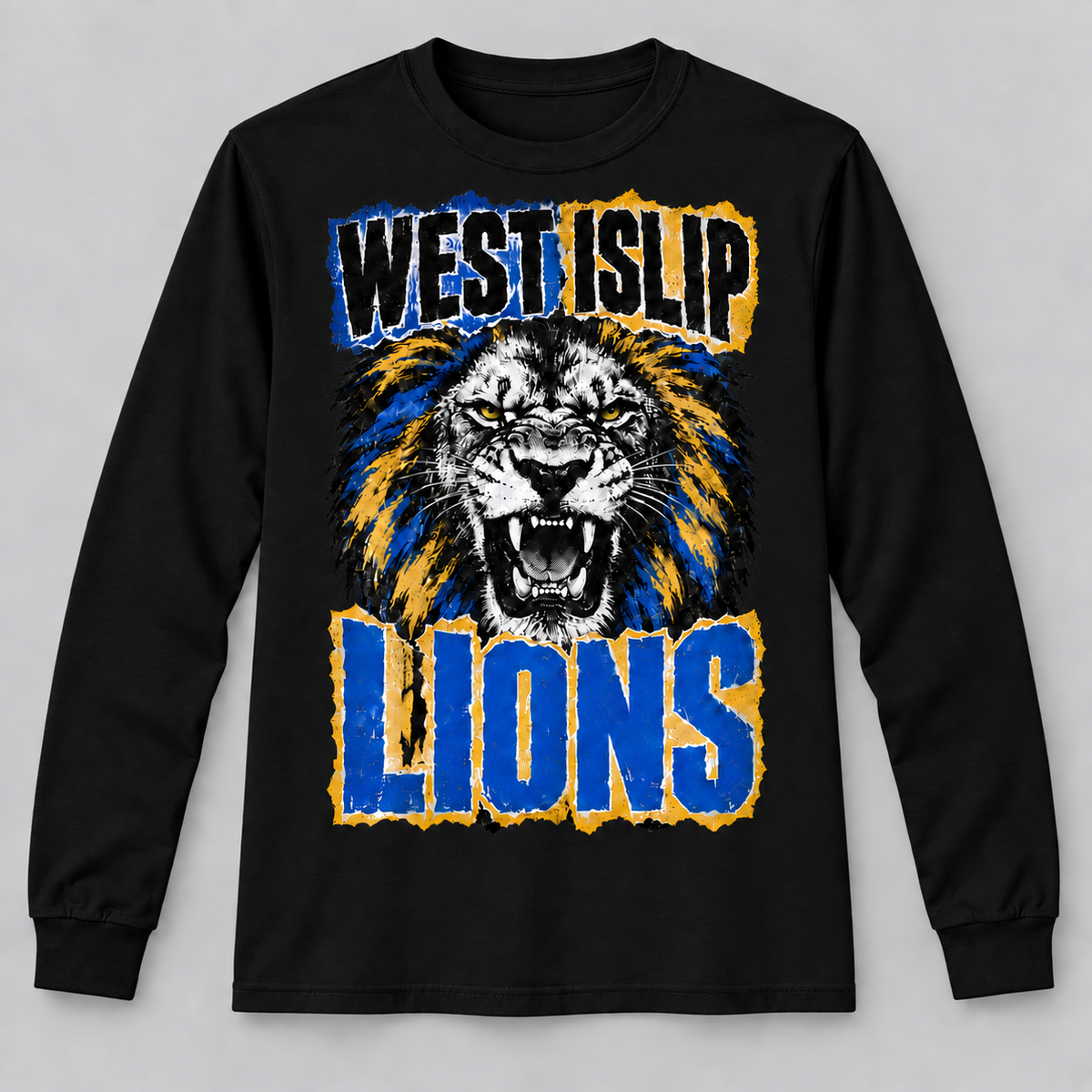 West Islip Lions Punk Roar Long-Sleeve Tee in Black