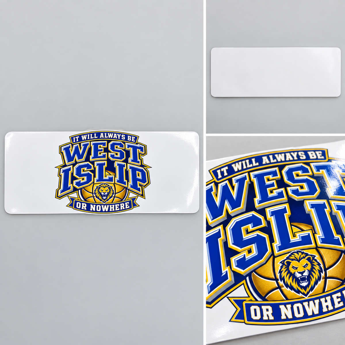West Islip or Nowhere Courtside Crest Bumper Sticker; Royal / Gold / White; product comparison views
