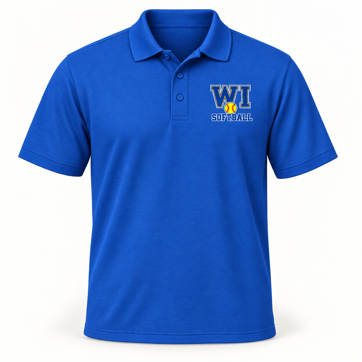 West Islip Softball polo royal front view