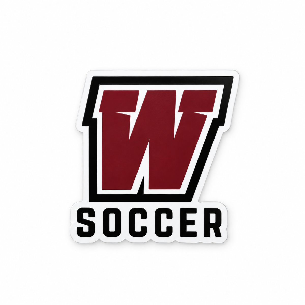 Walt Whitman Soccer W Crest 4-Inch Decal in Maroon