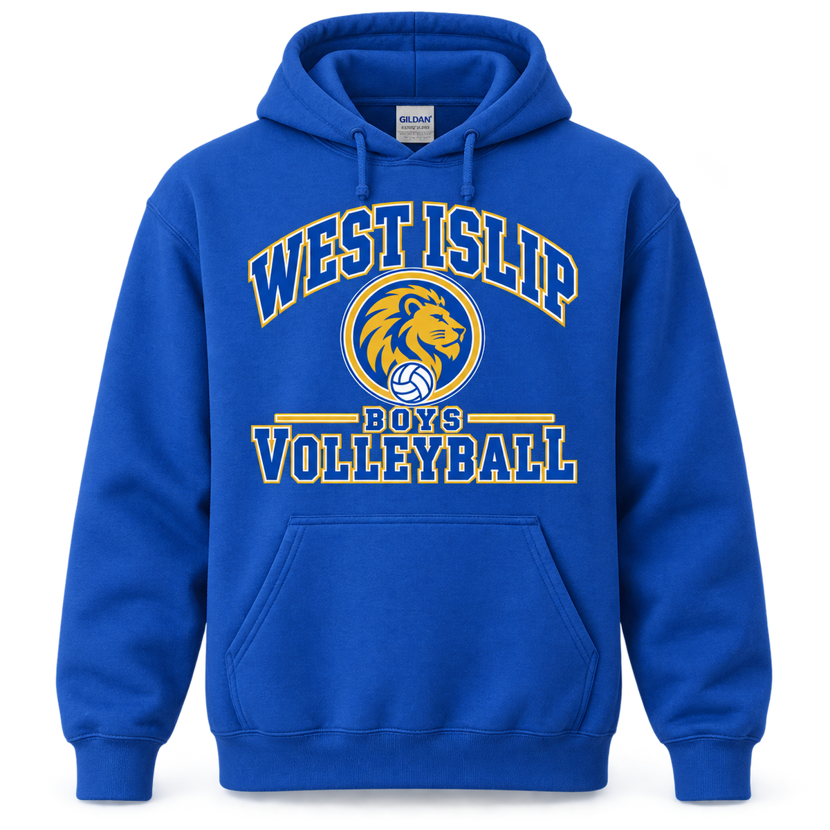 West Islip Boys Volleyball Varsity Crest Pullover Hoodie in Royal Blue