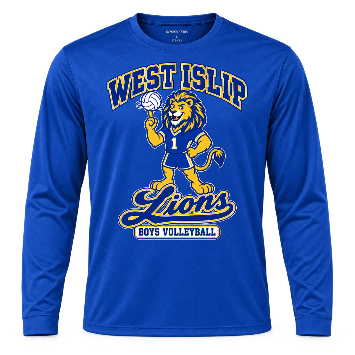 West Islip Boys Volleyball Rally Lion Performance Long Sleeve in True Royal