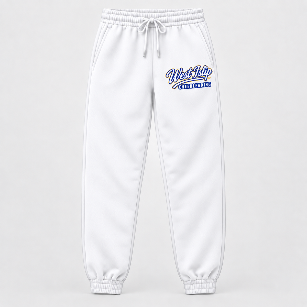 White West Islip Cheerleading Script Joggers