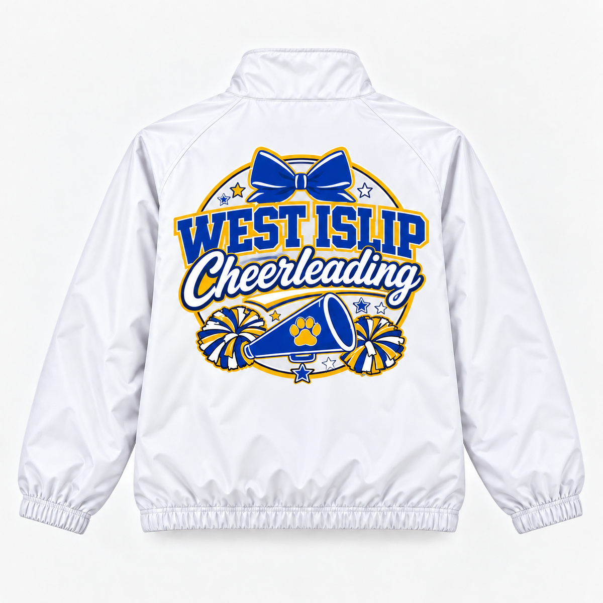 White West Islip Cheerleading Quarter-Zip Windbreaker Back