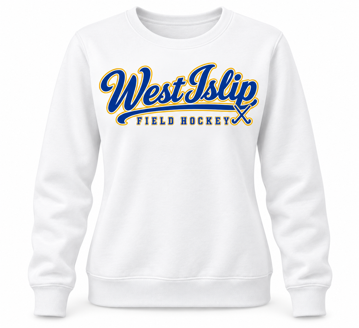 West Islip Field Hockey Heritage Script Classic Crewneck in White