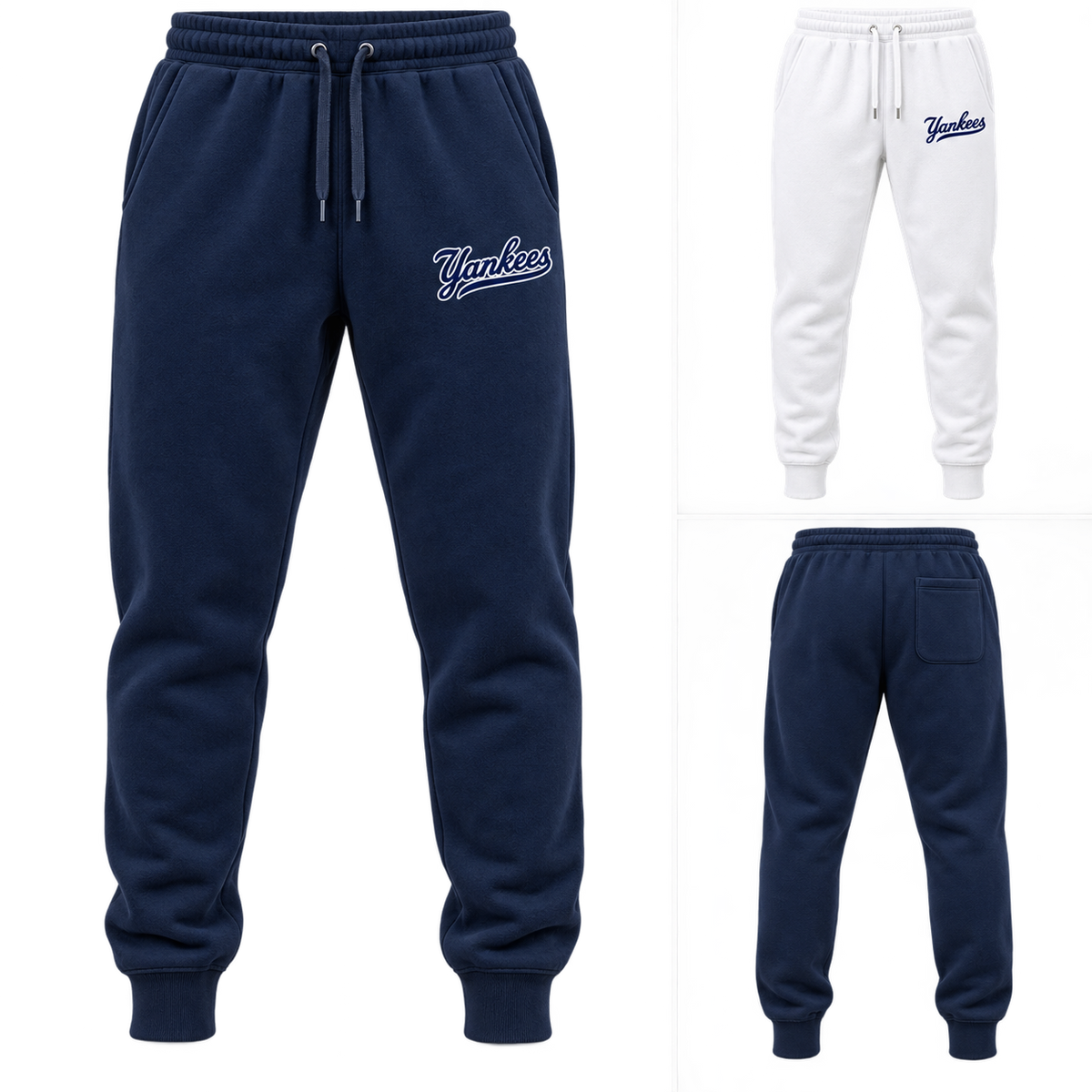 New York Yankees Clean Script Unisex Joggers: Navy and White with back detail