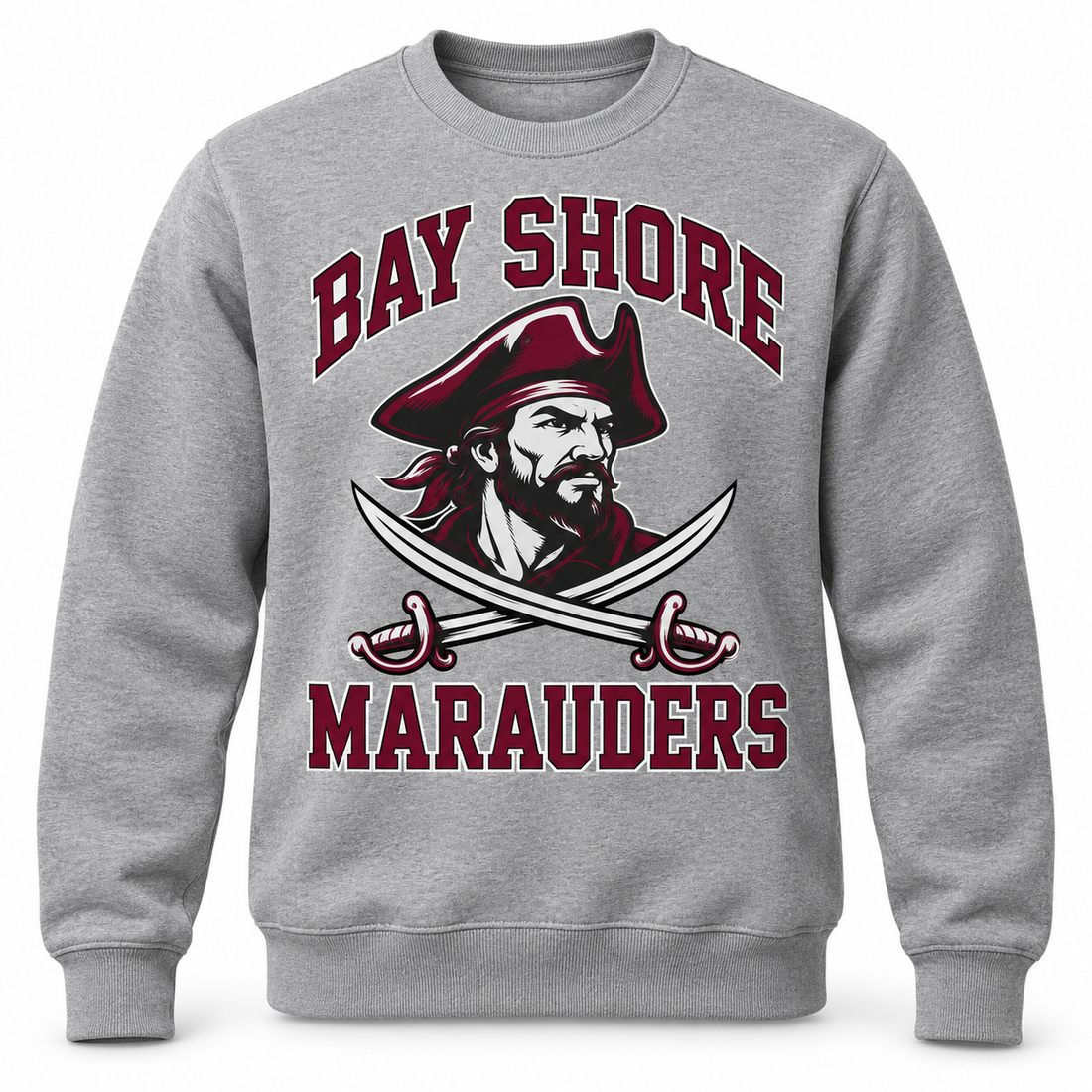 Bay Shore Marauders Crest Crewneck Sweatshirt in Heather Gray