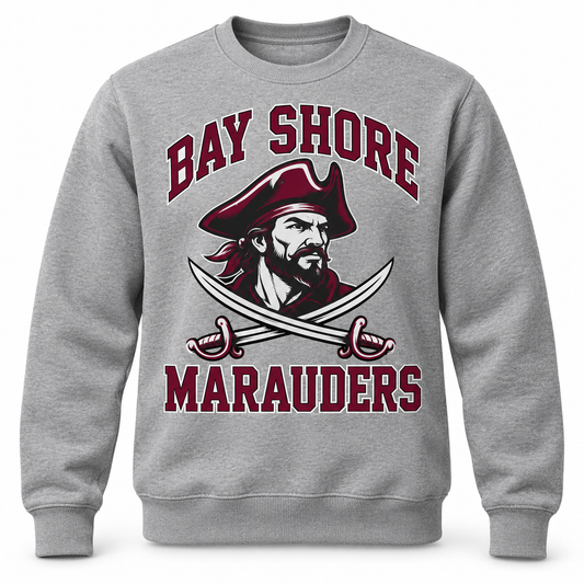 Bay Shore Marauders Crest Crewneck Sweatshirt in Heather Gray