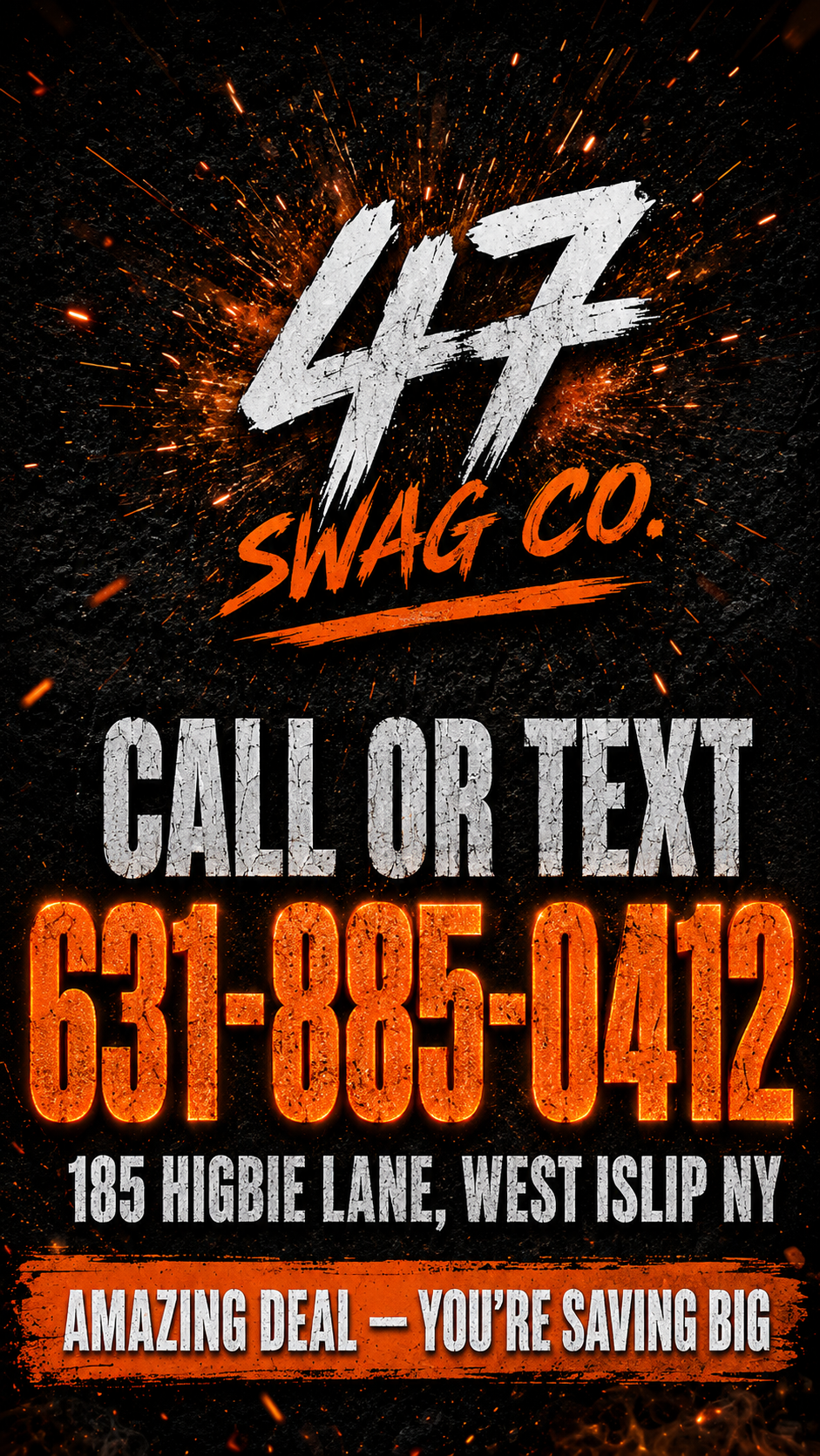 Call or text 631-885-0412