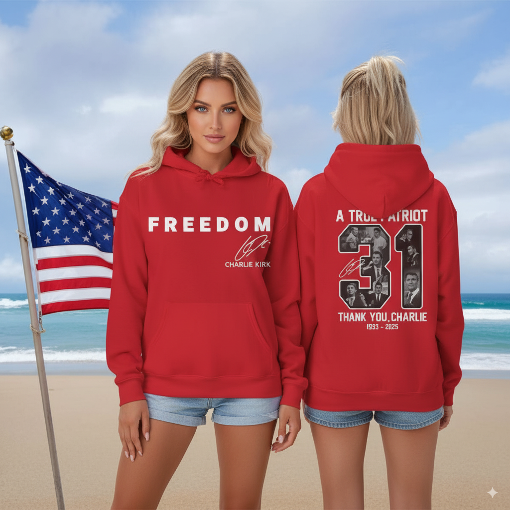 FREEDOM × Charlie Kirk Tribute Hoodie (Limited Edition) – 47 Swag Co