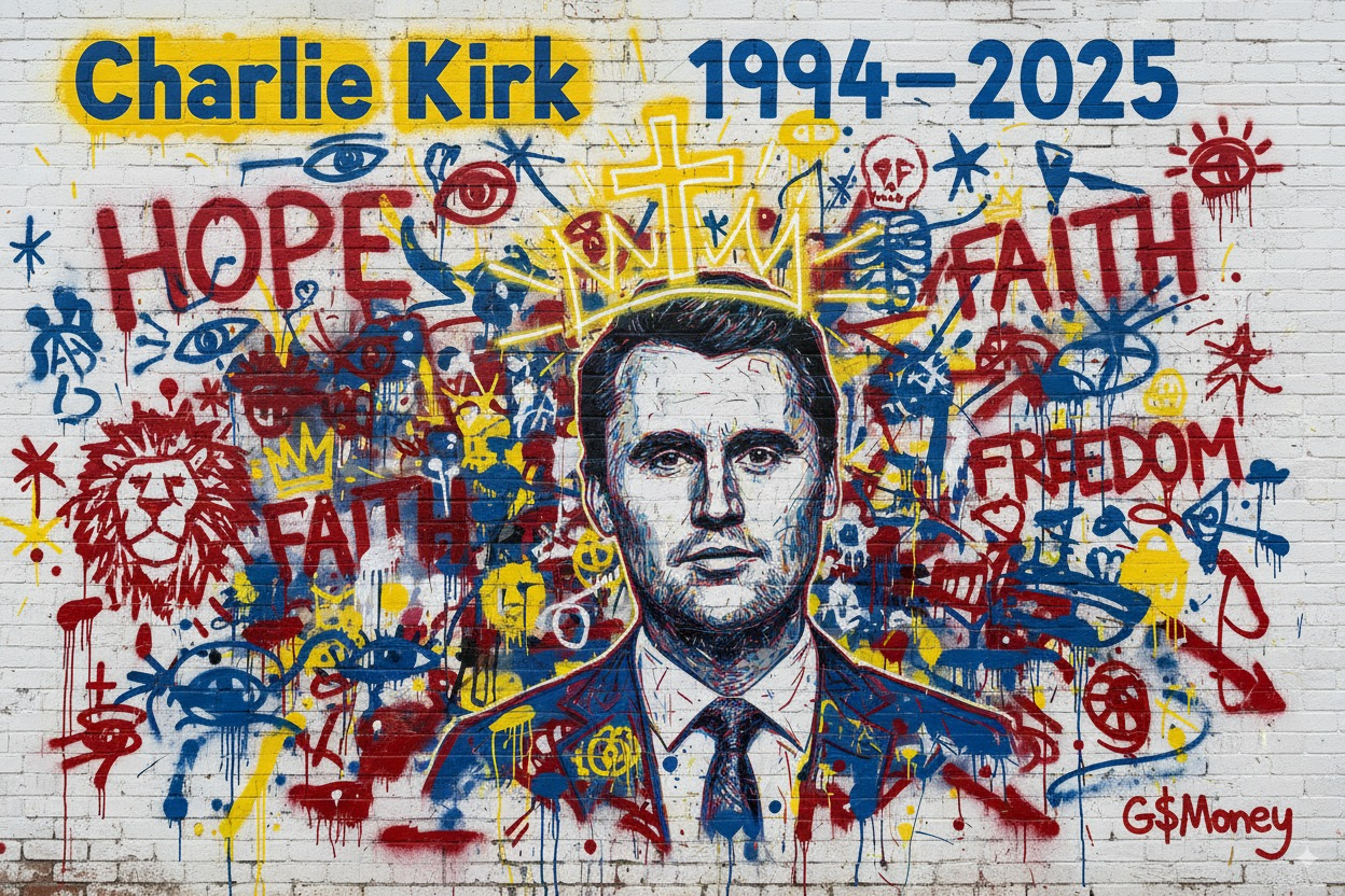 Charlie Kirk: Faith, Freedom, Hope" Limited Edition Resin Portrait (20x30 inches)