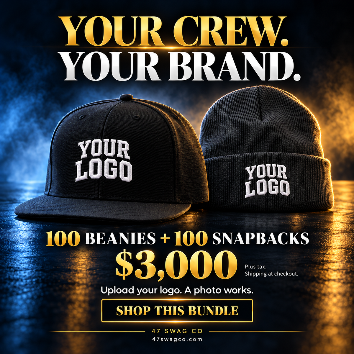 100 beanies + 100 snapbacks