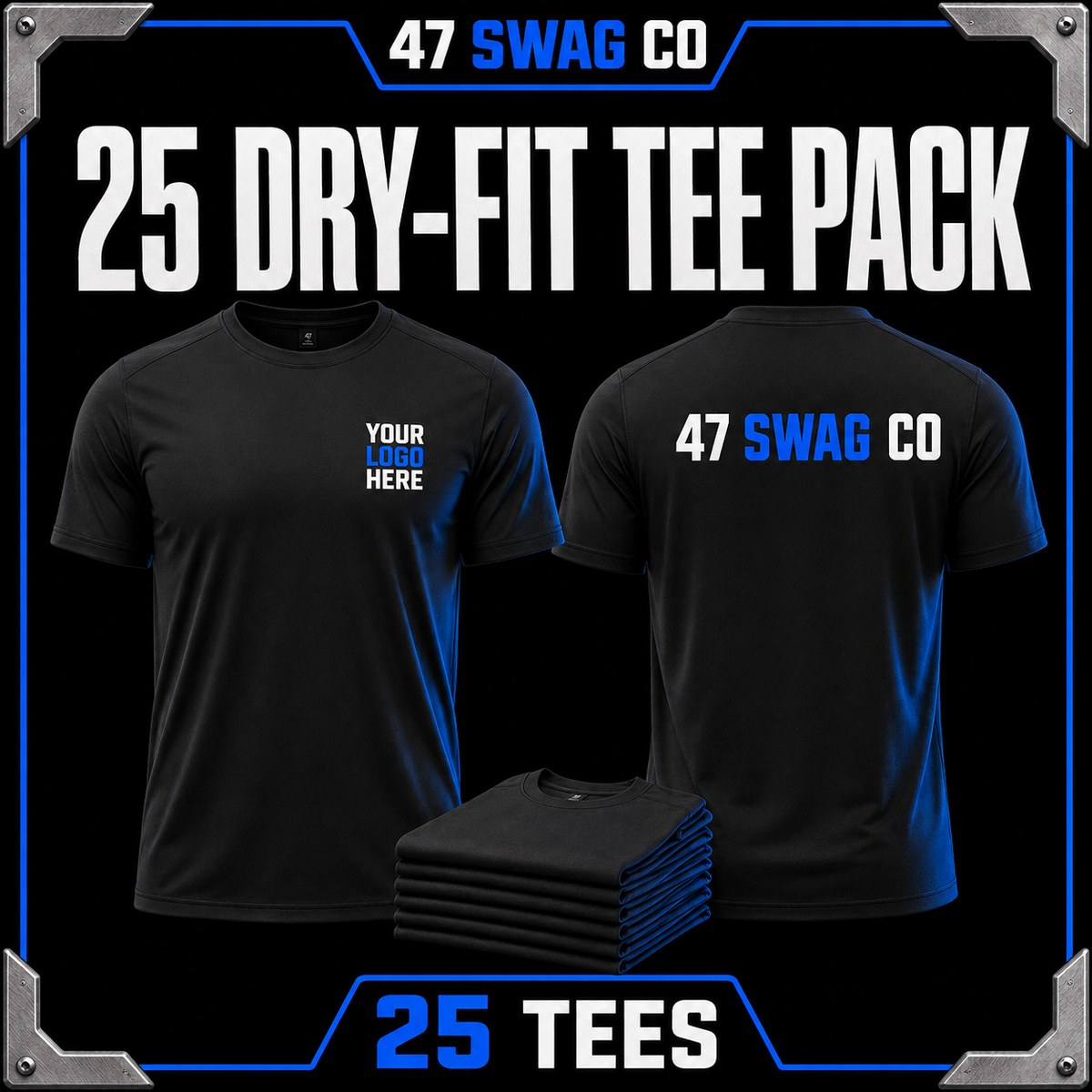 47 Swag Co 25-piece custom Dry-Fit tee pack