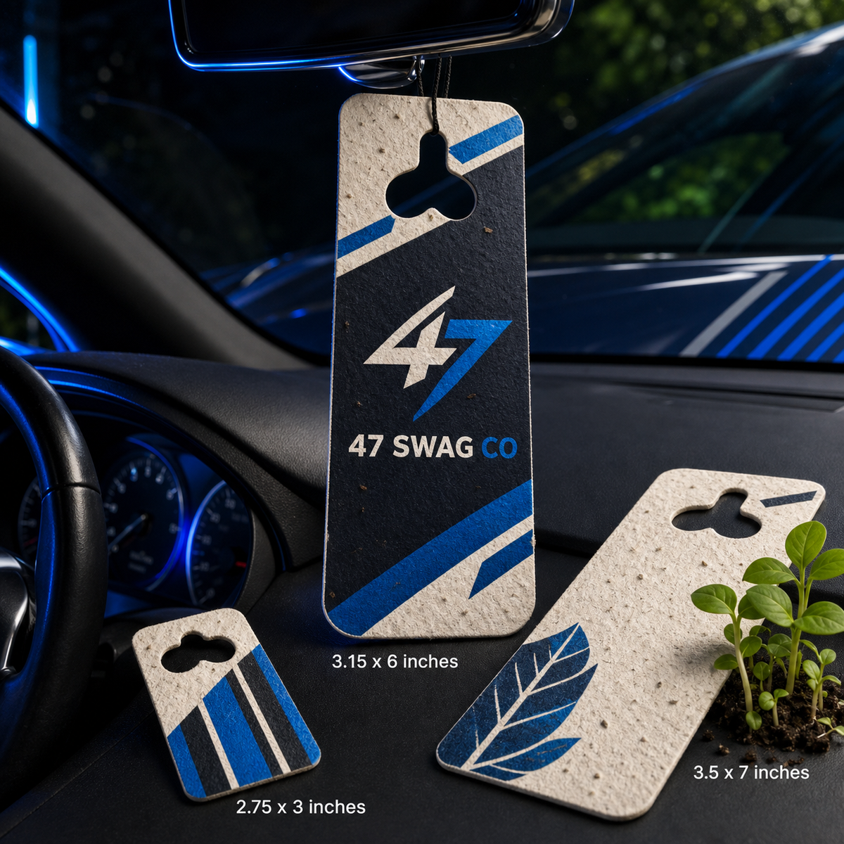 47 Swag Co custom plantable seed paper mirror hangers in three sizes
