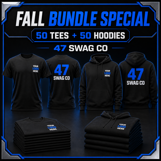 47 Swag Co Fall Bundle Special — 50 custom tees plus 50 custom hoodies