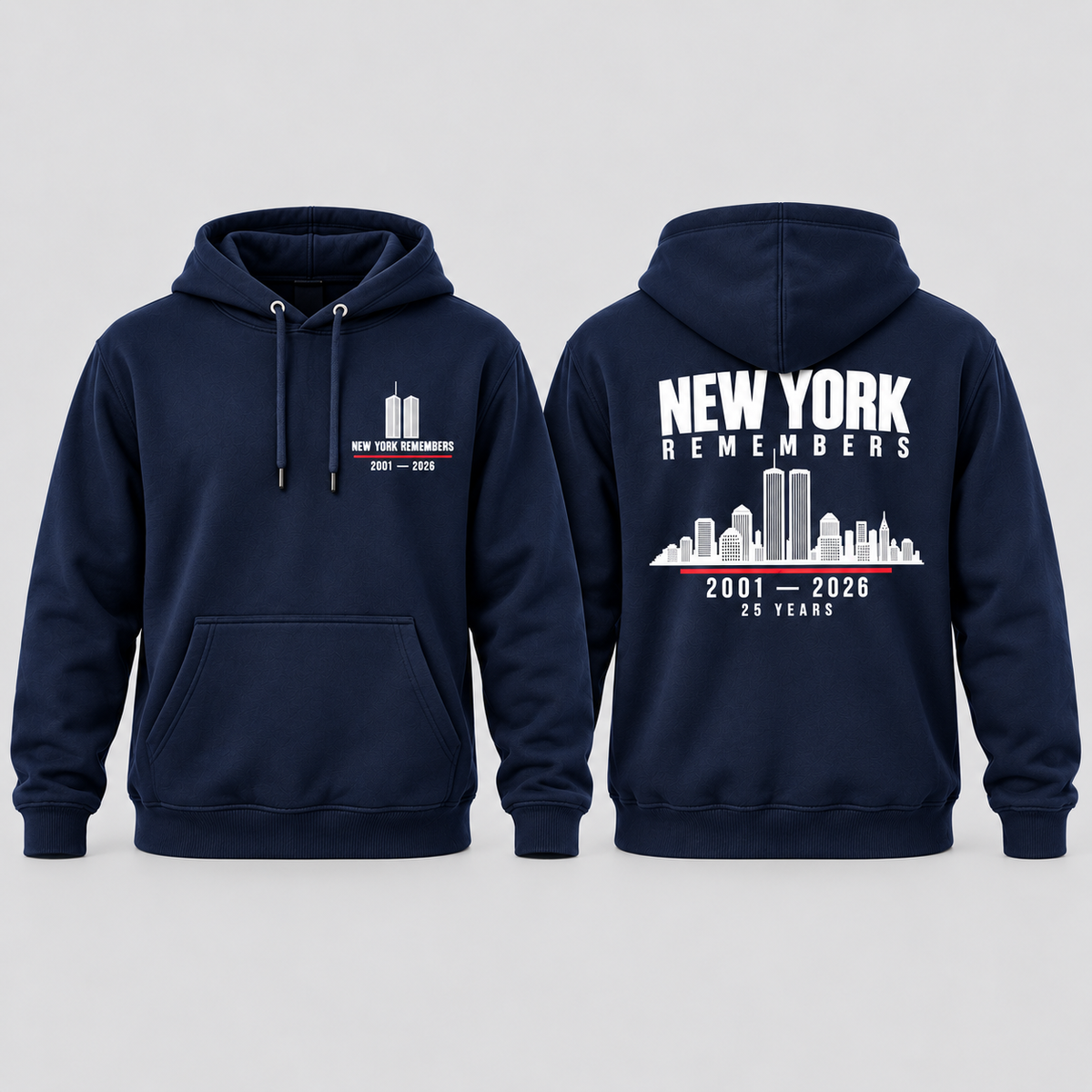 The Skyline Remembers 9/11 25th anniversary hoodie — navy