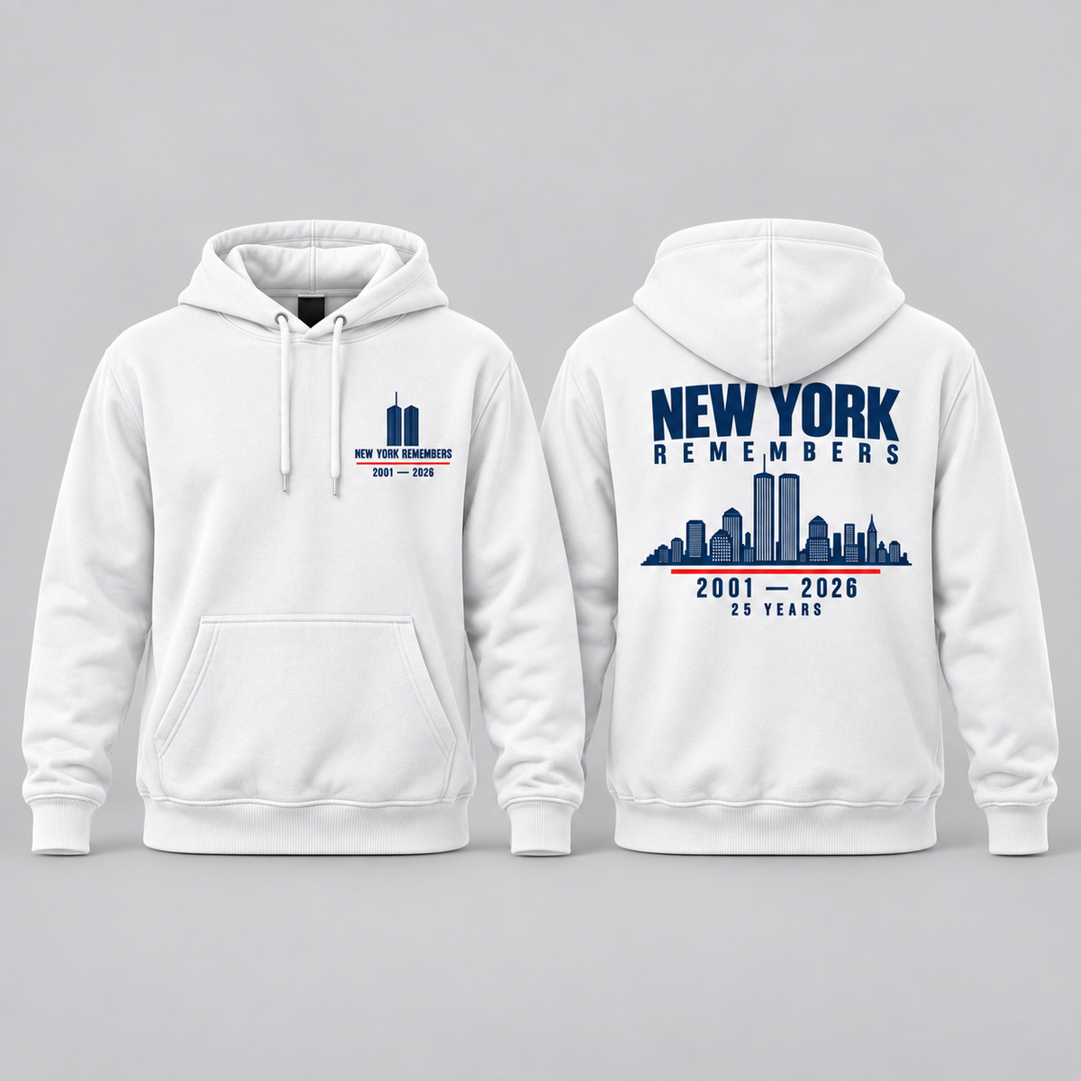 The Skyline Remembers 9/11 25th anniversary hoodie — white