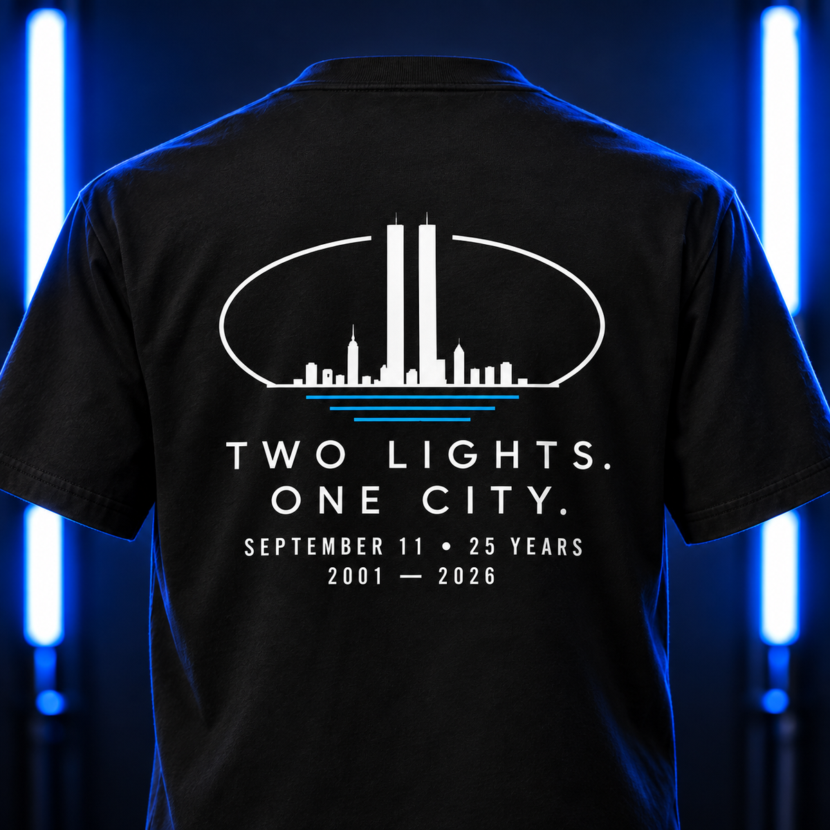 Two Lights. One City. memorial T-Shirt — printed artwork detail